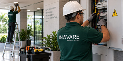 Profissional realizando manutenção